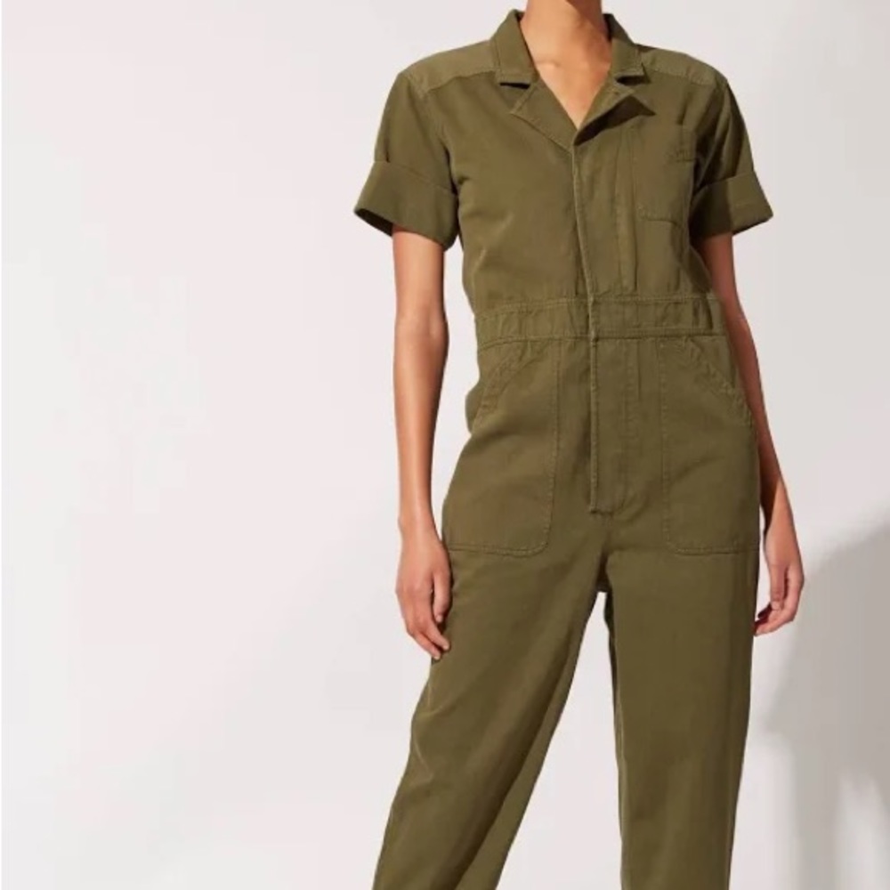 Solid and striped jumpsuit khaki/green NWT